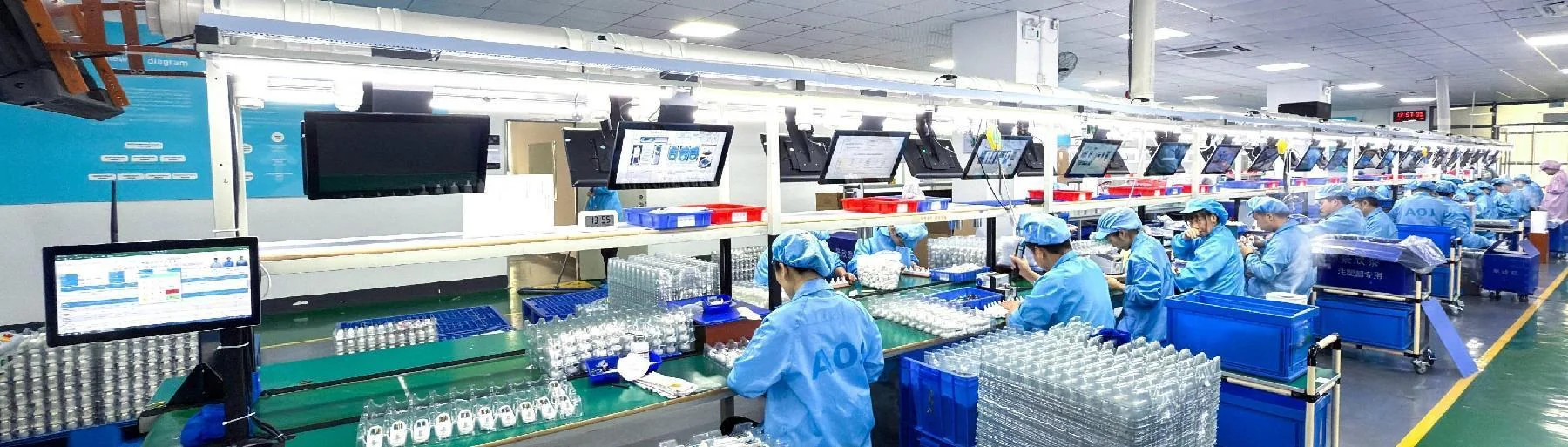 Production line with digital kanban boards