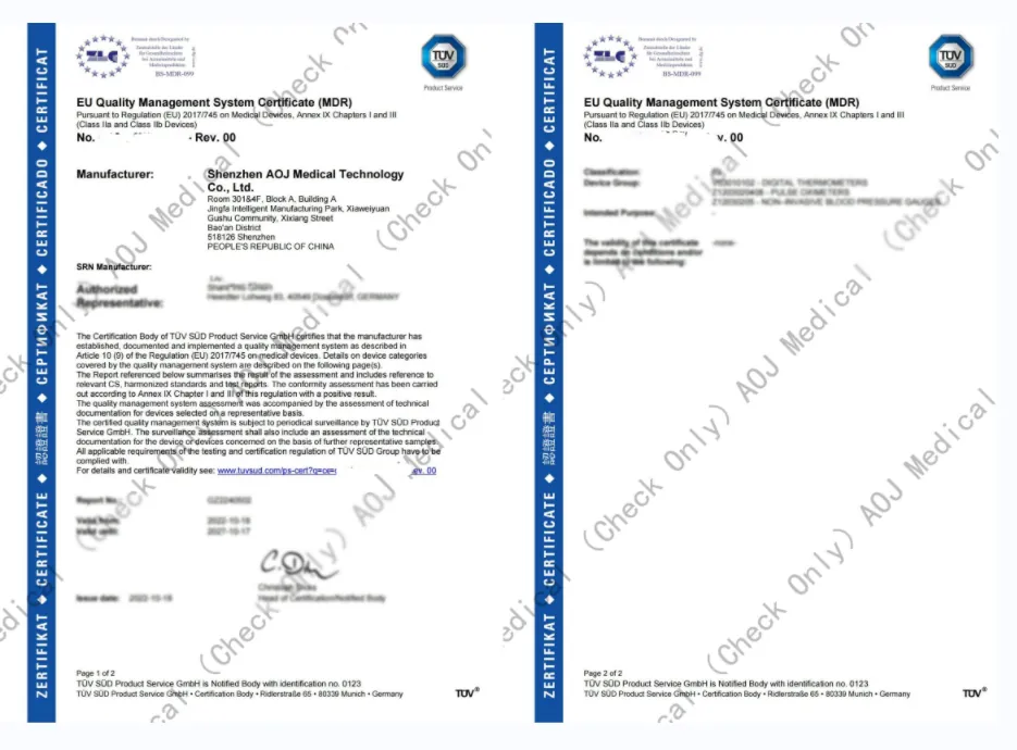 AOJ Medical Receives CE(MDR) Certificate Under the New European Medical Device Regulation