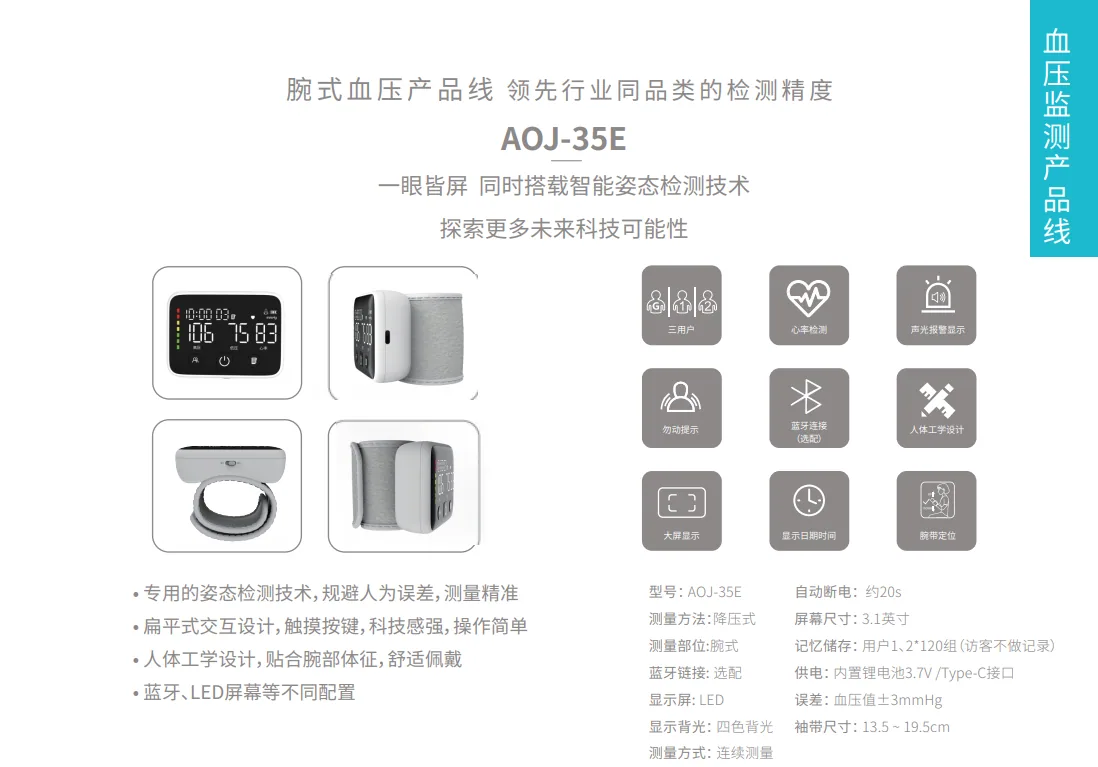 AOJ-35E Wrist Blood Pressure Monitor Product Line: Leading the Industry in Measurement Accuracy